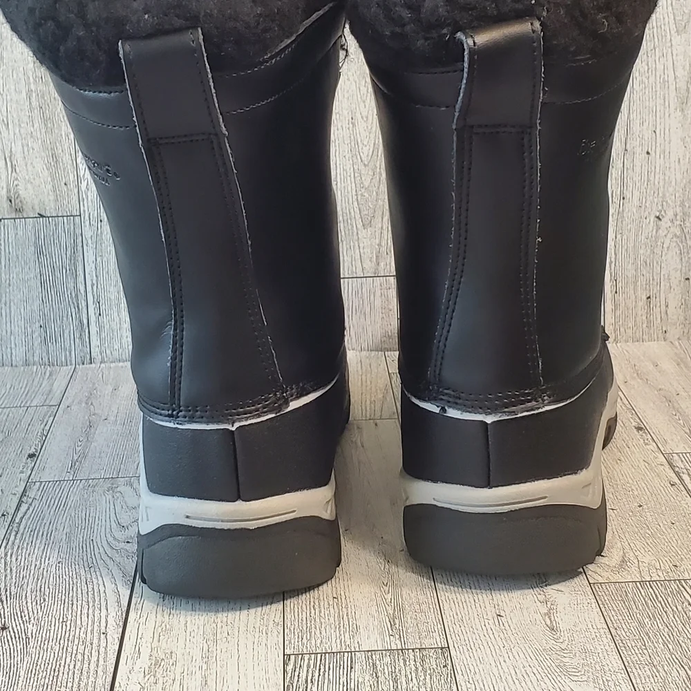 BEARPAW Kelly Boots Black Leather Fur Lined Girls Youth Size 4 Waterproof NWOT‎